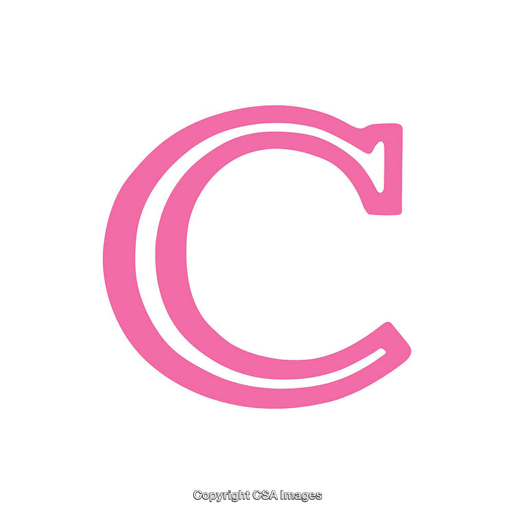 Pink Stylized Letter C Isolated on a White Background
