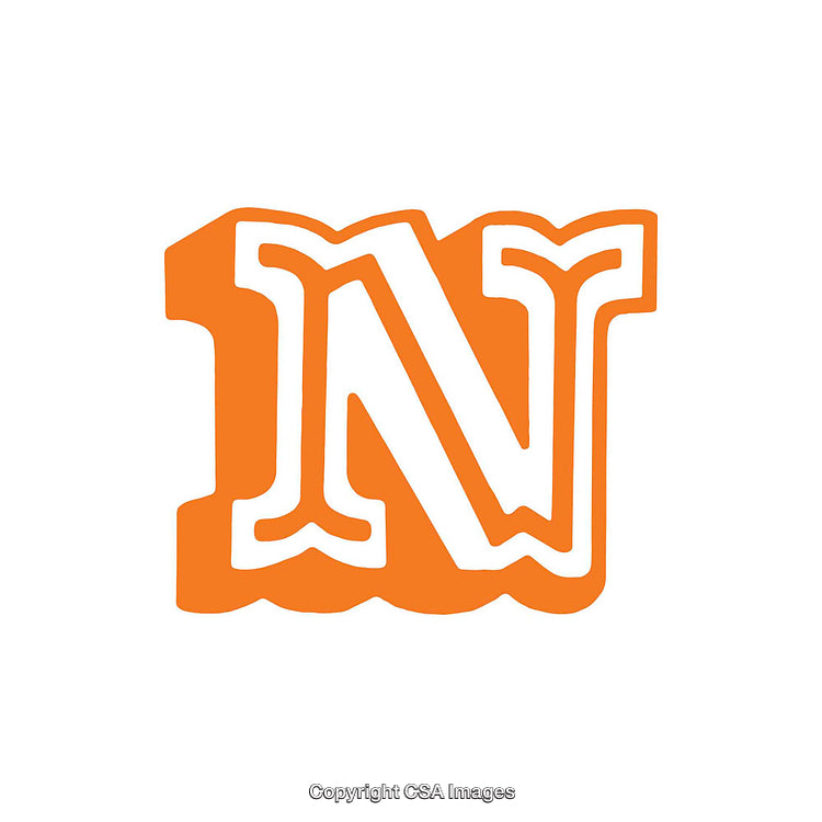 Bold Orange and White Letter N Graphic Illustration on White Background