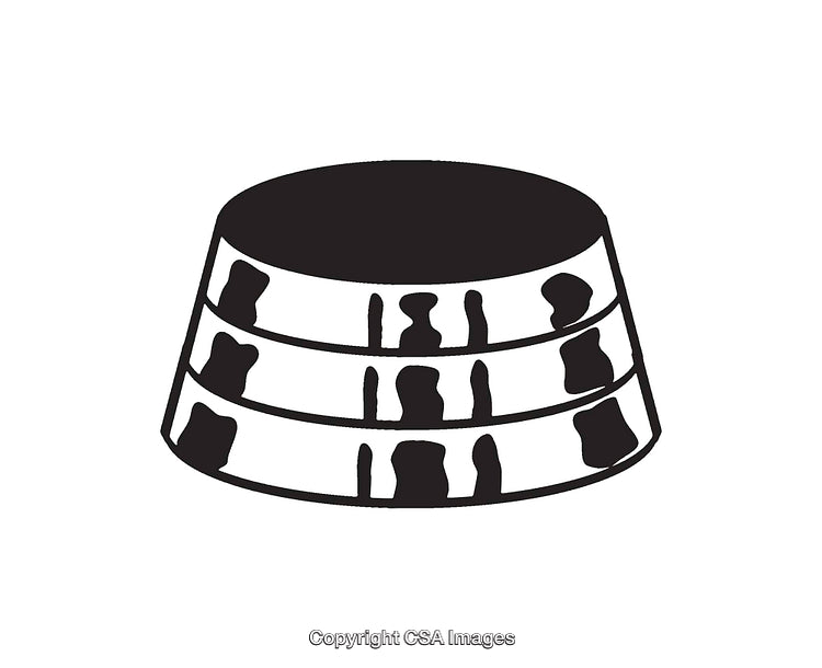Black and White Illustration of a Striped Object with Unique Patterns