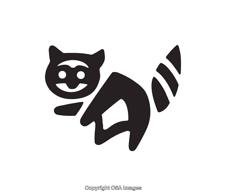 Black and White Minimalist Illustration of a Playful Animal Figure