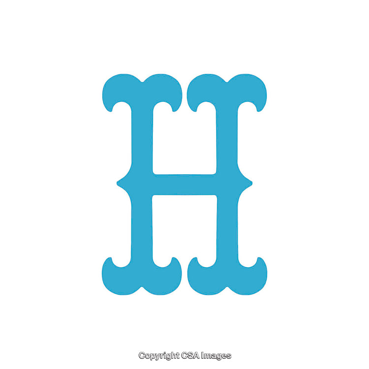 Blue Stylized Letter H on White Background Isolated