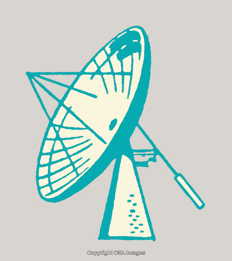 Colorful Line Art of a Satellite Dish for Communication Themes