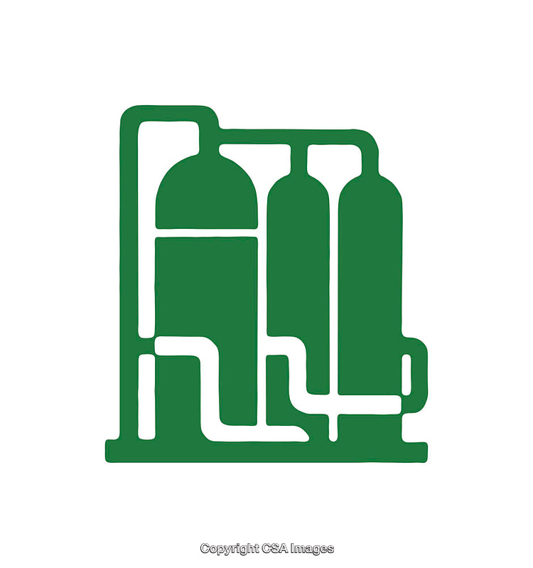 Icon Depicting Industrial Equipment and Pipes in Minimalist Green Design