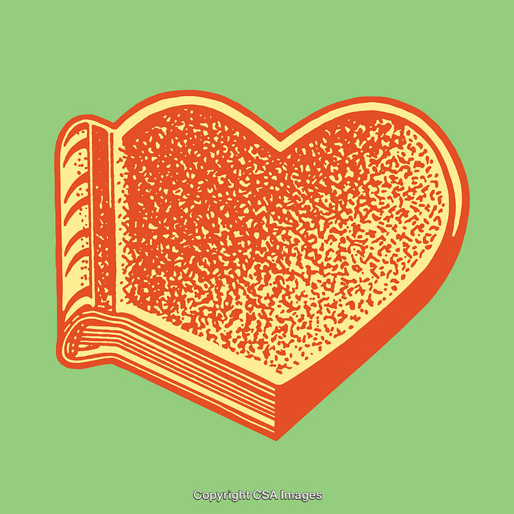 Heart-Shaped Book Illustration in Vibrant Retro Color Style