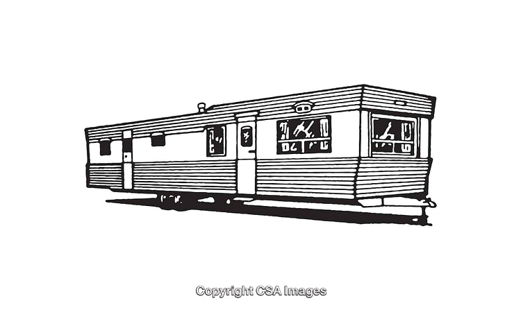 Black and White Illustration of a Mobile Home Side View
