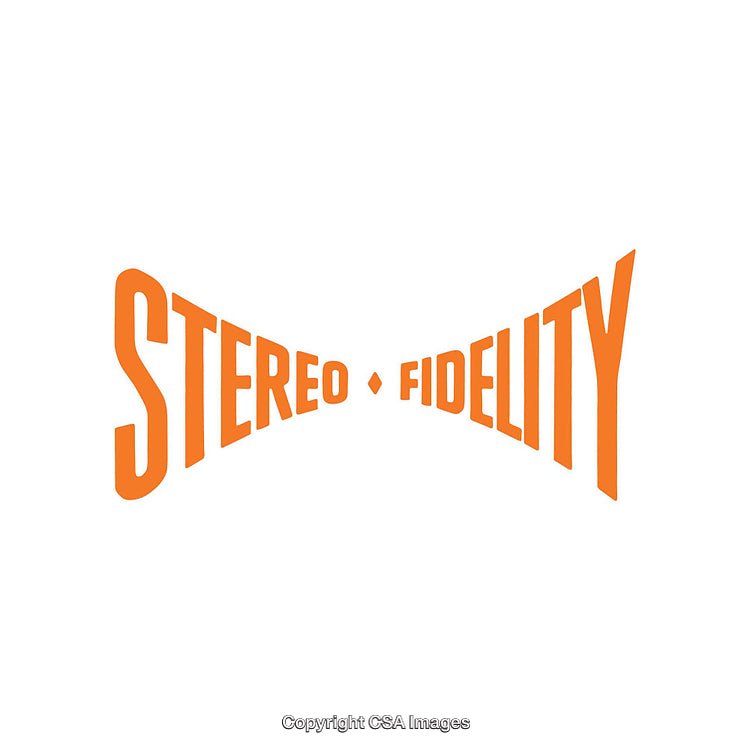 Retro Stereo Fidelity Logo Design in Bold Orange Typography on White