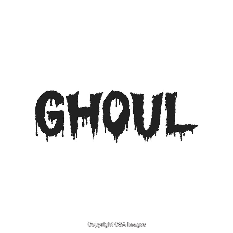Spooky Black Dripping Text Displaying the Word Ghoul for Halloween Themes