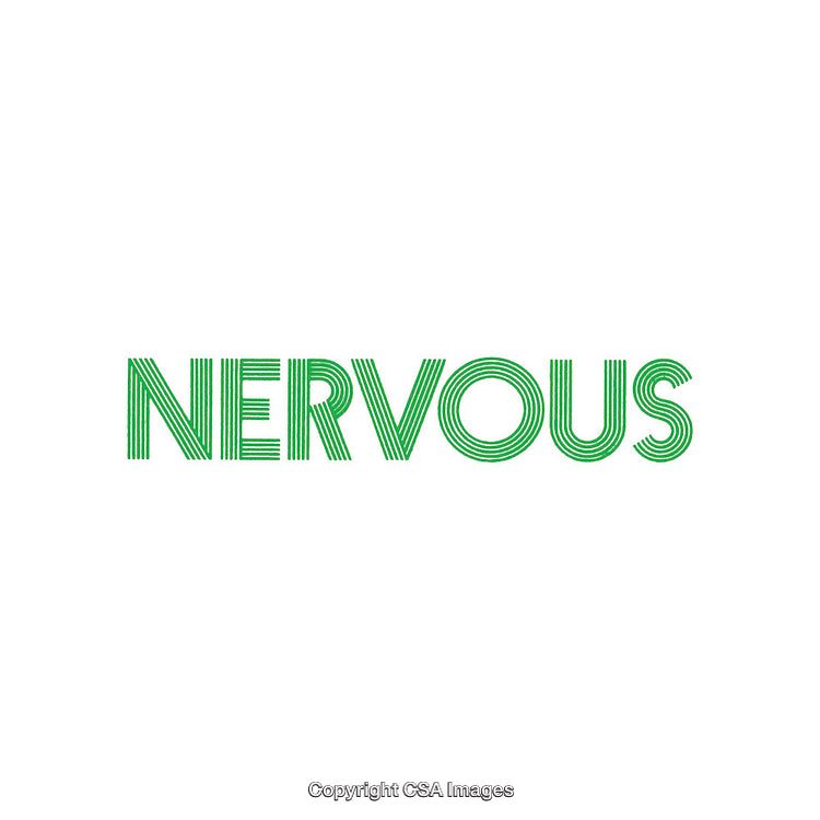 Minimalist Green Text Art Featuring the Word Nervous on a White Background
