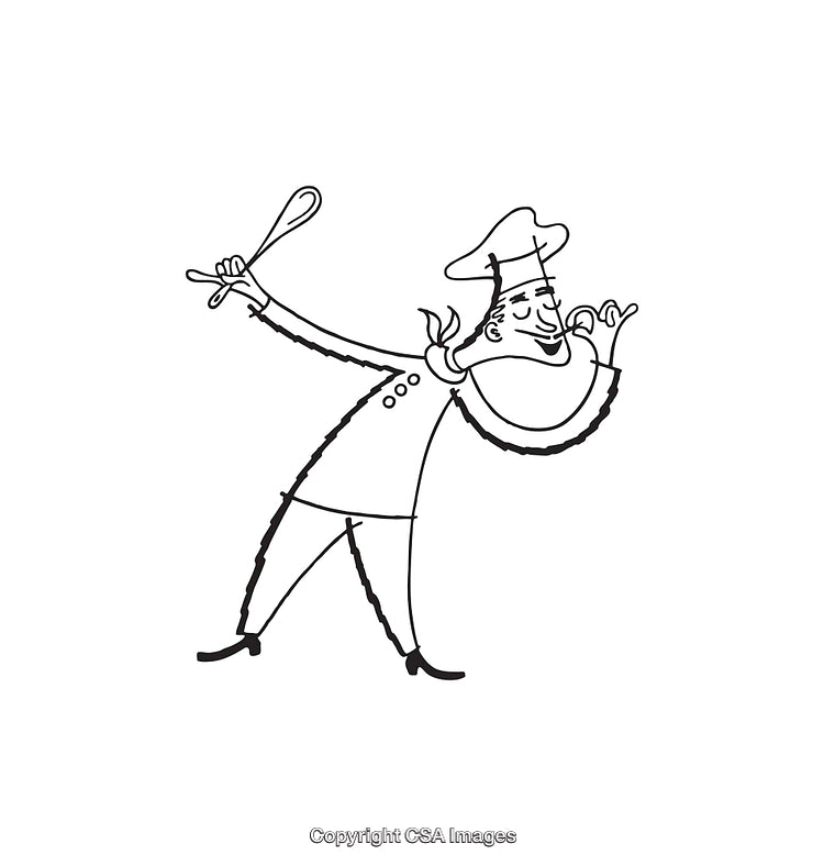 Line Art of Chef Enjoying His Culinary Masterpiece Gesture