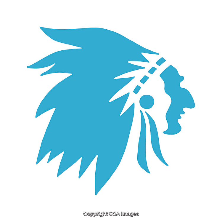 Blue Silhouette of Traditional Tribal Head in Profile View