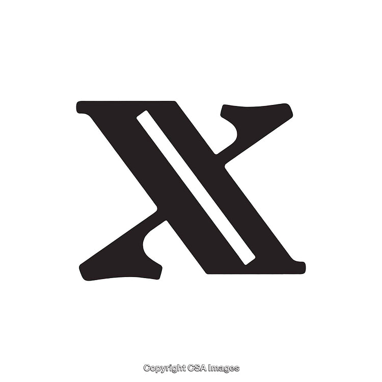Elegant Black Serif Letter X Design on White Background