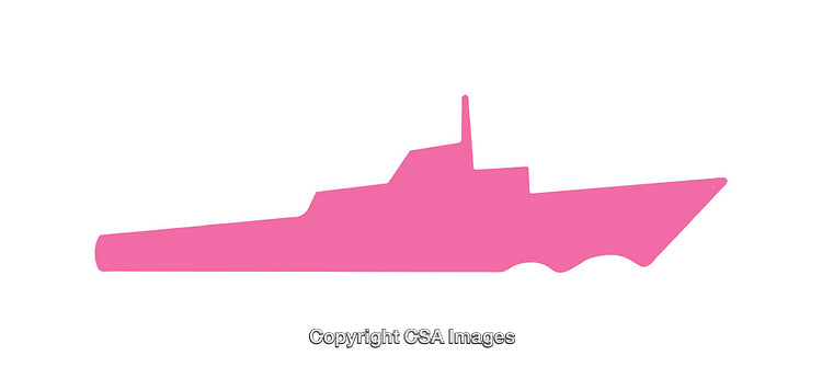 Pink Silhouette of a Submarine on a White Background