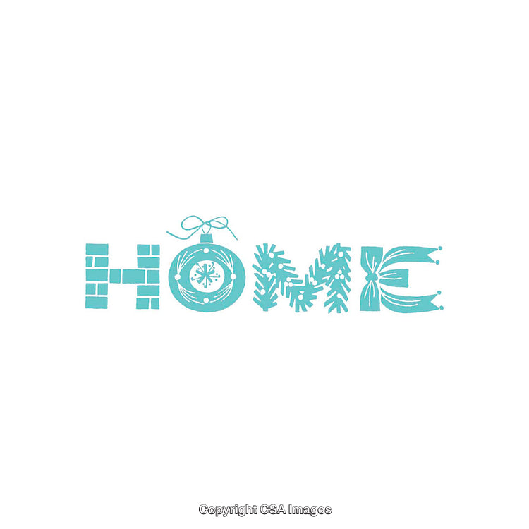 Creative Holiday Typography Art Featuring the Word 'Home' with Festive Details
