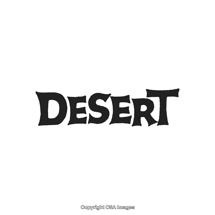 Stylized Black Text Design Depicting the Word 'Desert' on White Background