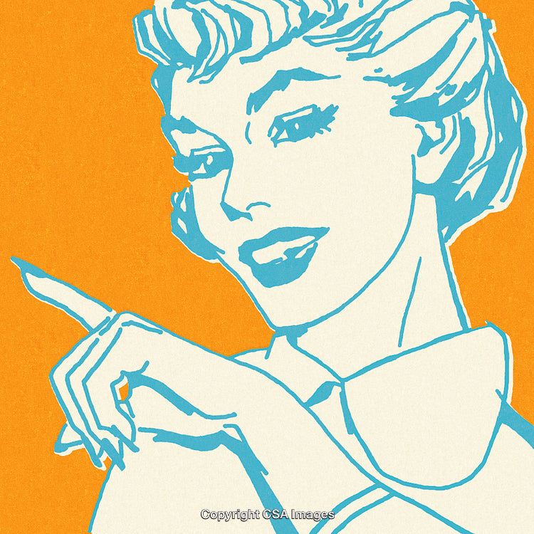 Retro Illustration of a Woman Gesturing in a Vintage Style Design
