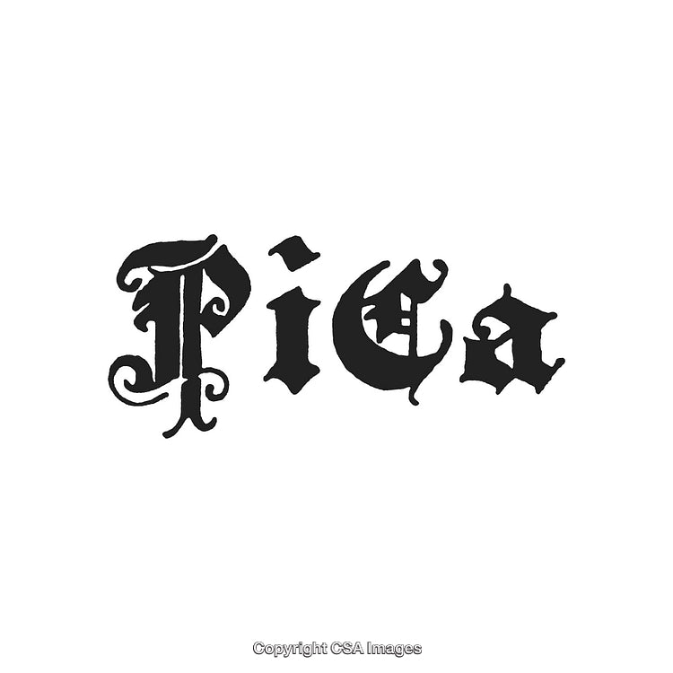 Decorative Gothic Lettering in Bold Black Script on White Background