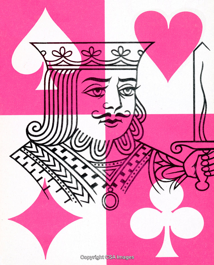 Artistic Illustration of Playing Card King Against Pink Background Design