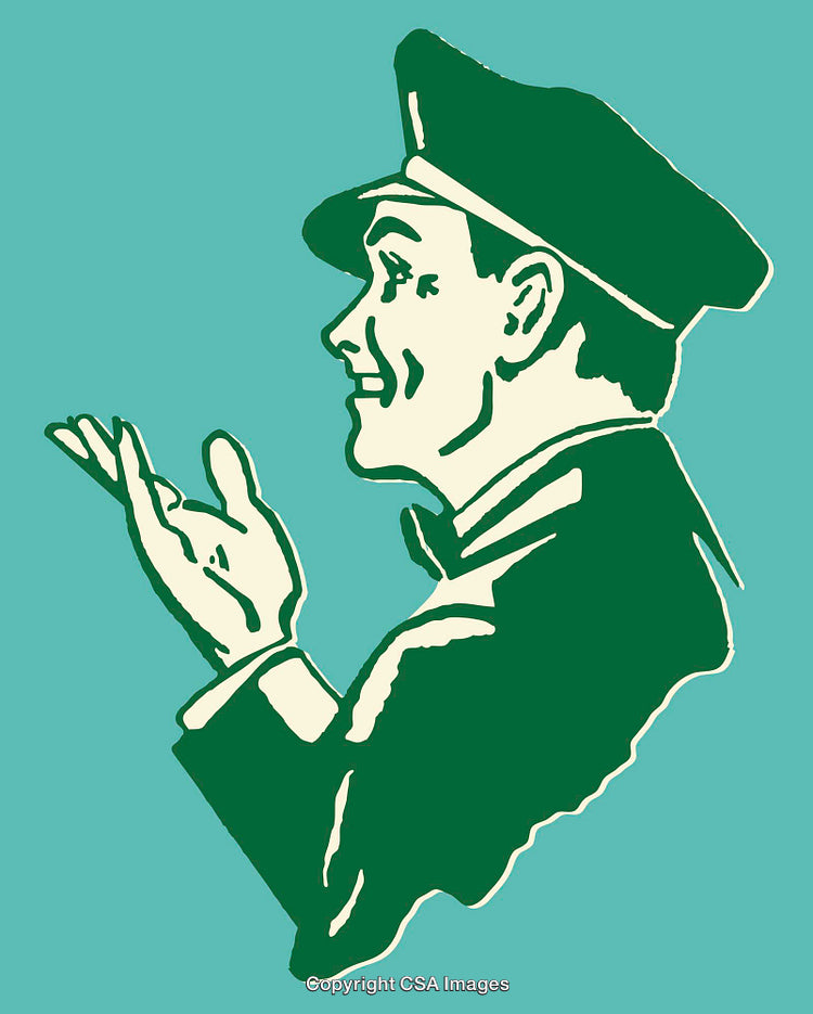Retro Style Illustration of a Man in Uniform Clapping Hands