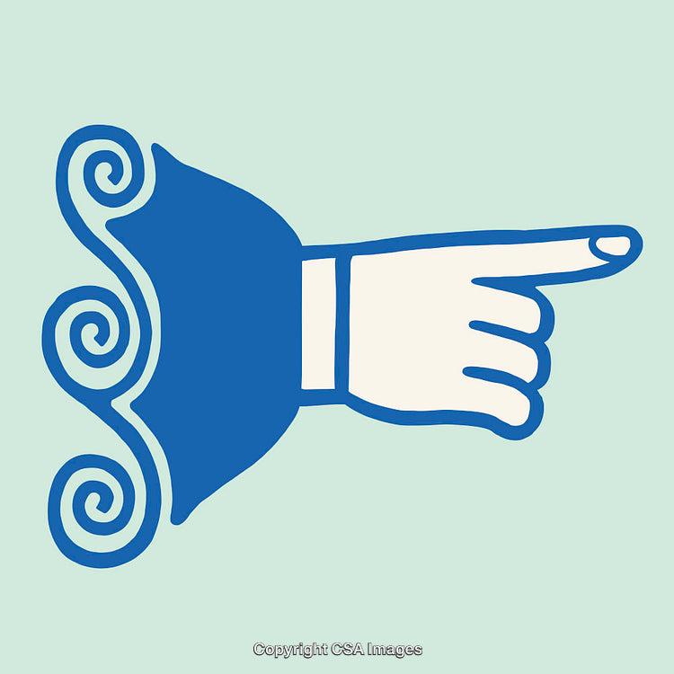 Blue Artistic Hand Illustration with Curling Design Elements