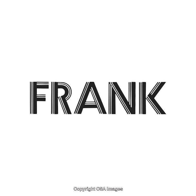 Stylized Black Text Design Featuring the Word Frank with Striped Details