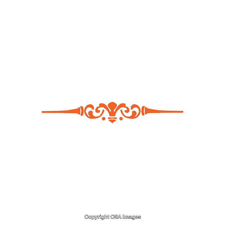 Ornamental Divider Design with Symmetrical Flourishes in Vibrant Orange Color