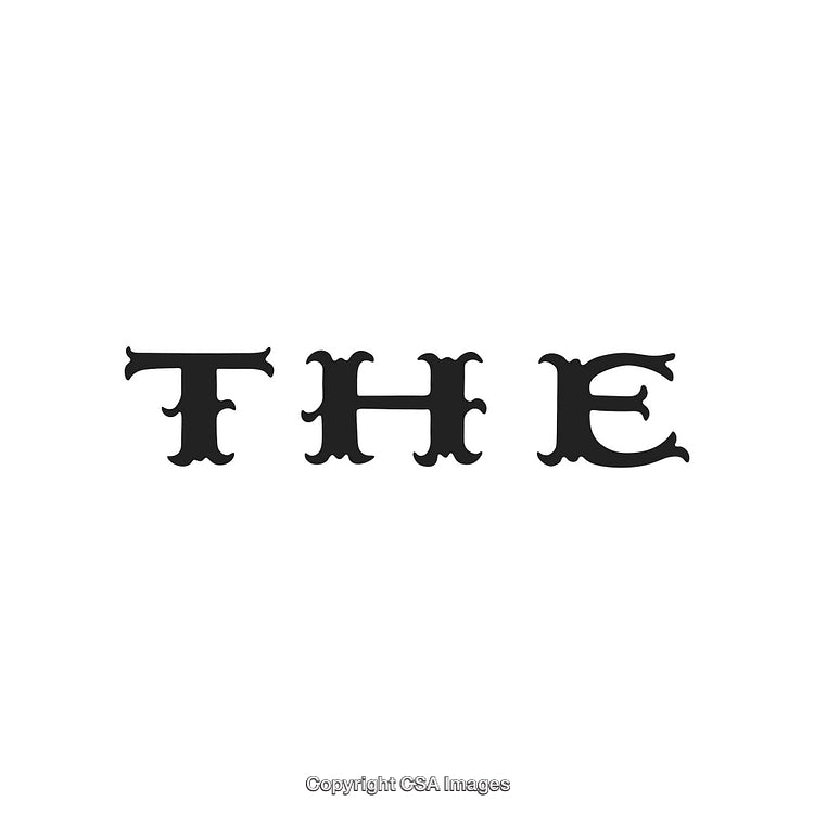 Stylized Black Gothic Text 'The' on White Background