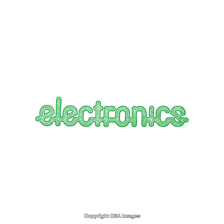 Green Electronics Text Illustration on a Minimal White Background