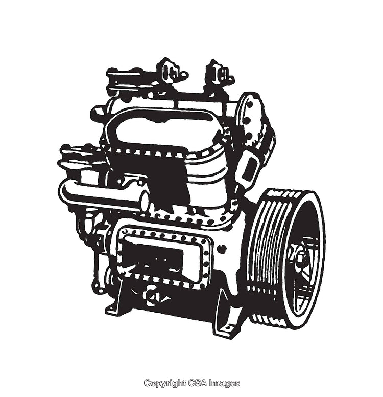 Detailed Black and White Line Art of a Vintage Machine