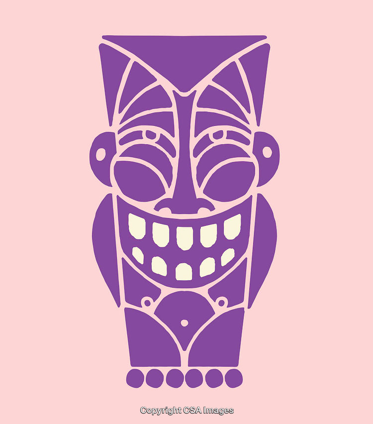 Purple Abstract Face Illustration with Geometric Design on Pink Background
