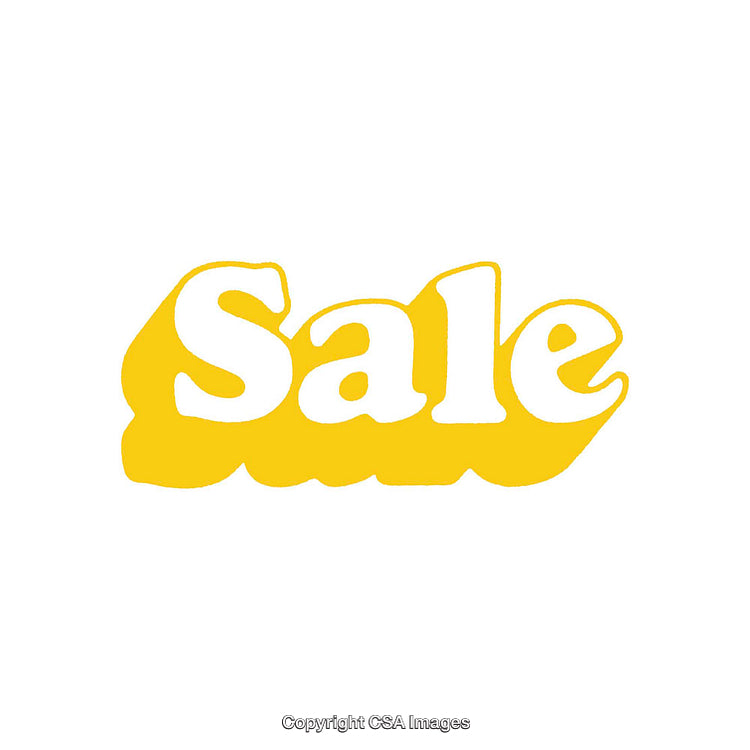 Bright Yellow 'Sale' Text on a White Background