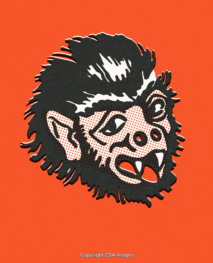 Pop Art Style Illustration of a Monster Face with Bold Colors