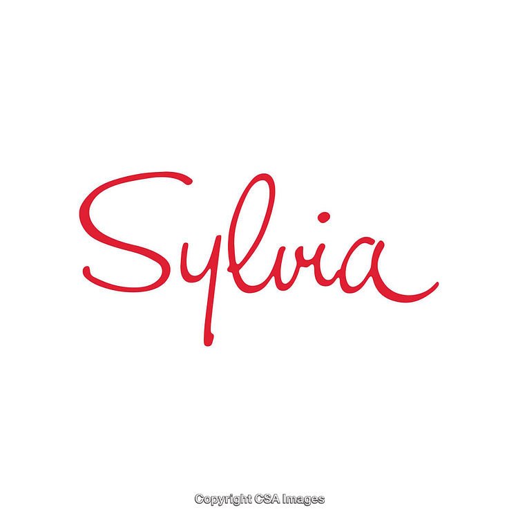 Elegant Red Script Text Displaying the Name Sylvia on White Background