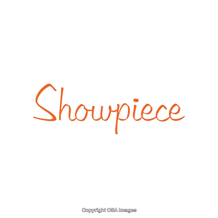 Orange Handwritten Showpiece Word On White Background