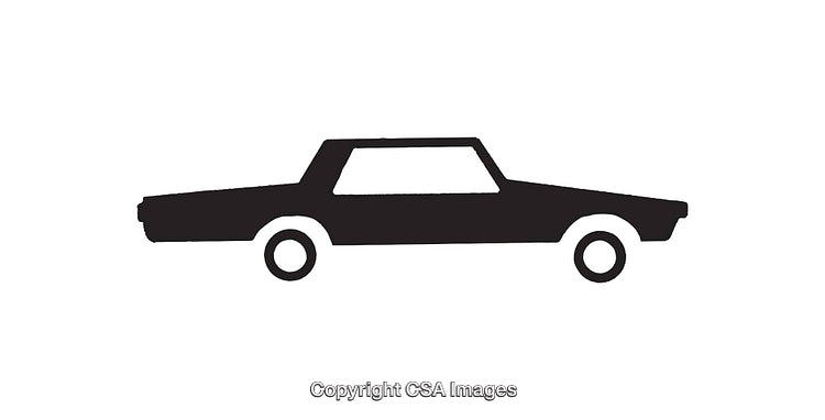 Classic Black and White Icon of a Sedan Vehicle Side View