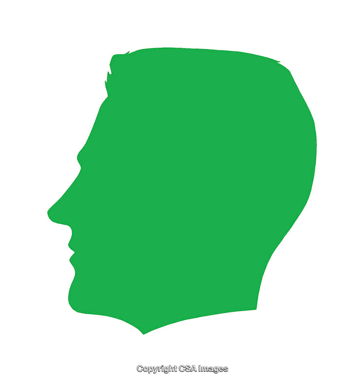 Green Silhouette Profile of a Man Facing to the Left