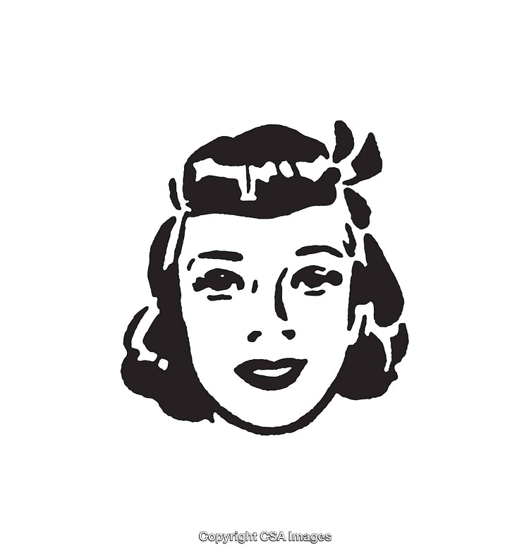 Retro-Inspired Black and White Female Portrait Illustration