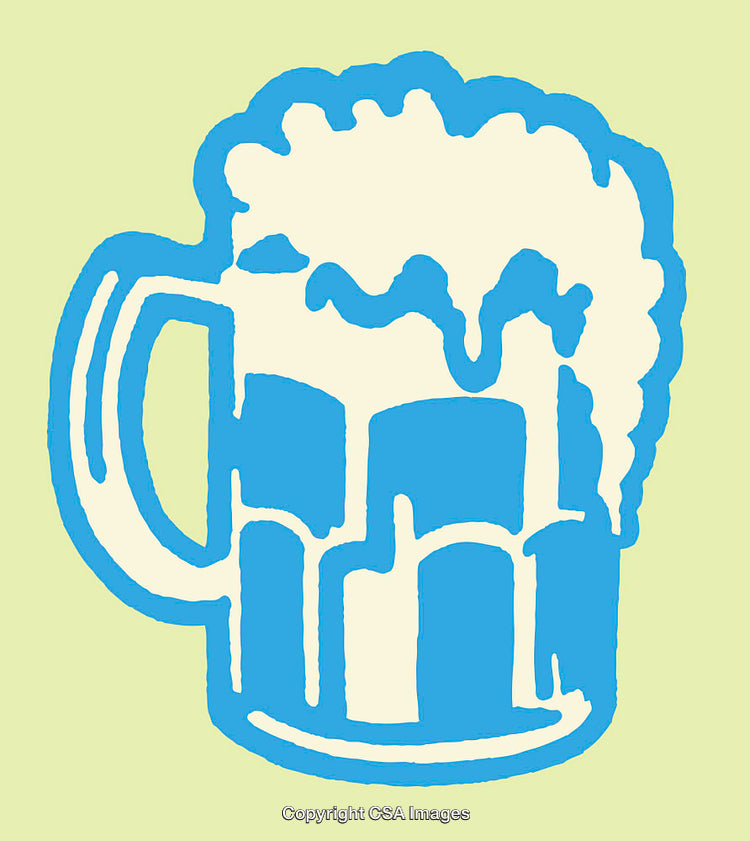 Colorful Line Art Illustration of a Beer Mug with Foam