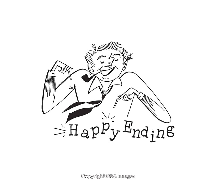 Character Illustration with a Humorous and Cheerful Expression in Black and White
