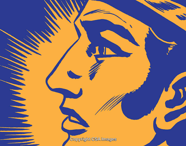 Bold Abstract Art Featuring a Profile in Orange and Blue Hues
