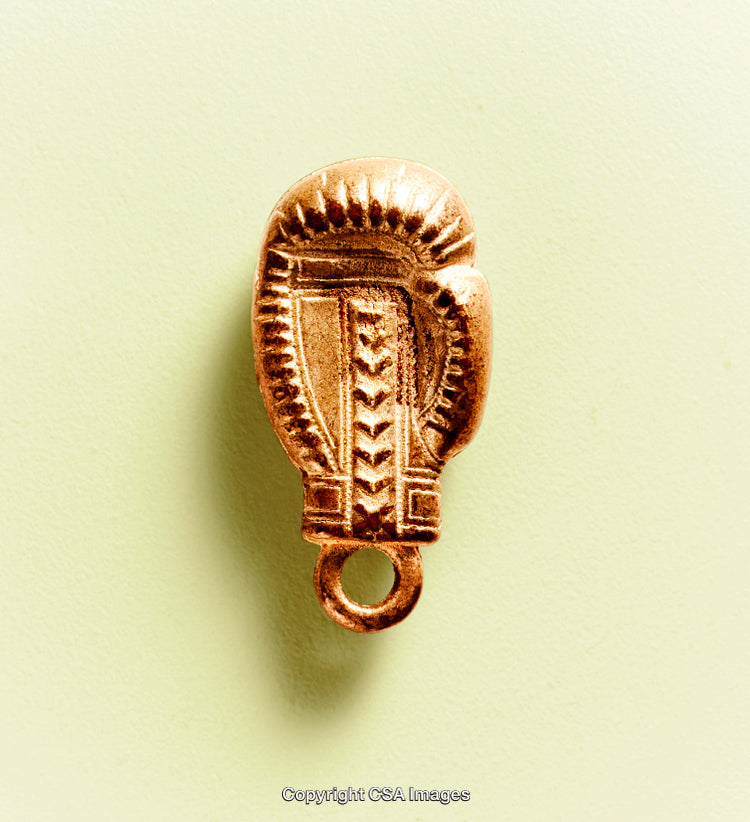 Bronze Boxing Glove Pendant On Light Green Background