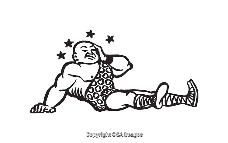 Illustration of a Stunned Wrestler Falling Backwards Highlighting Action and Emotion