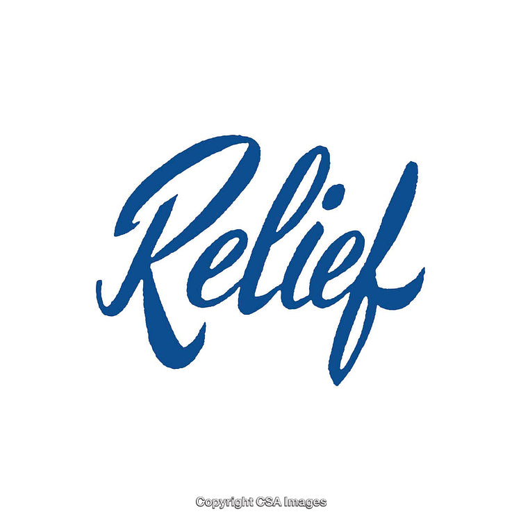 Stylish Blue Text That Reads 'Relief' on a White Background