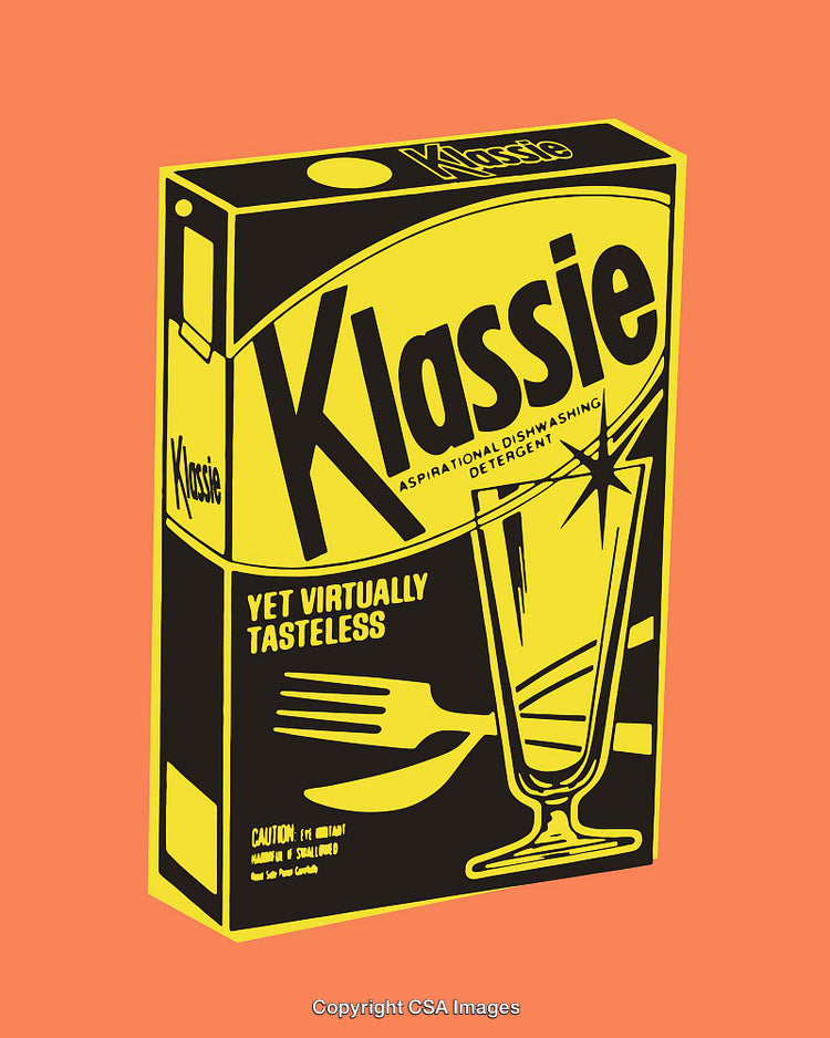 Retro-Style Illustration of a Detergent Box with a Vibrant Design