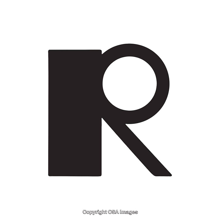 Stylized Black Bold Letter R Symbol on White Background