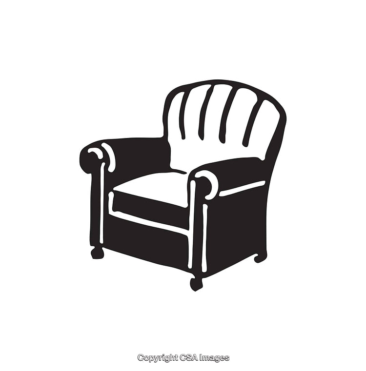 Black and White Line Art of a Vintage Armchair Design