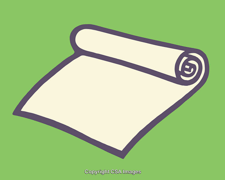 Minimalist Rolled-Up Paper Illustration on Green Background