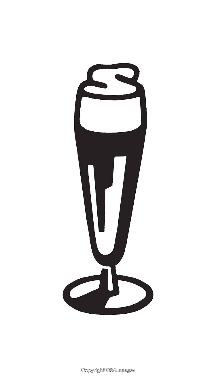 Modern Black and White Line Art Icon of a Tall Beverage Glass