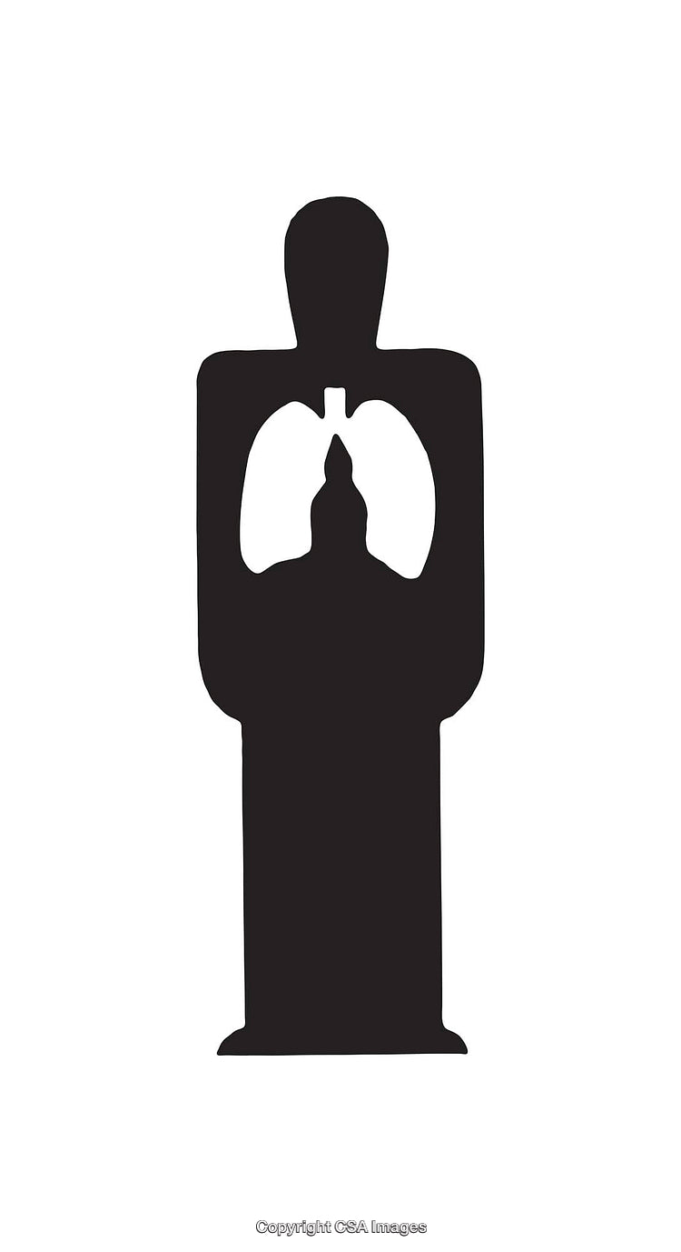 Silhouette Outline Incorporating Human Lungs with Spiritual Icon