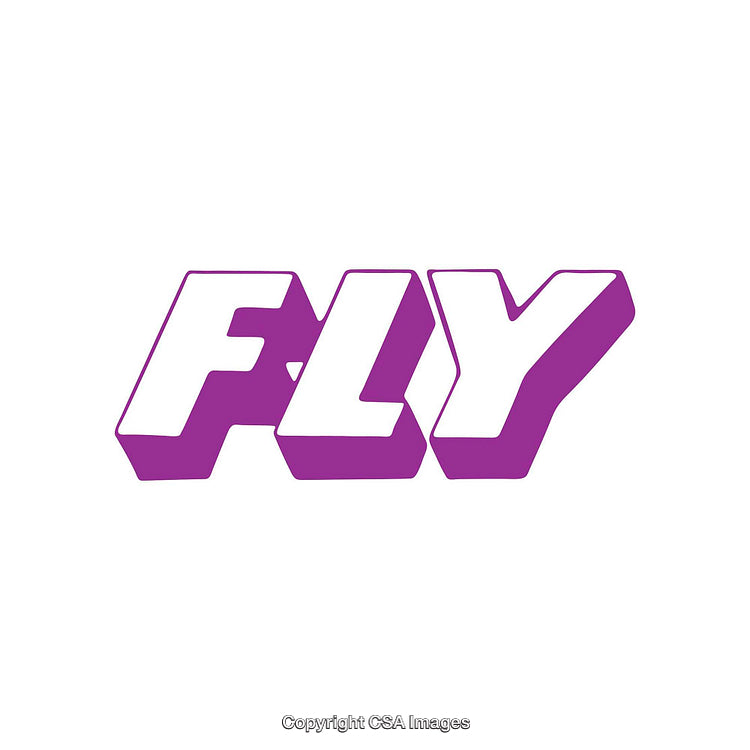 Bold Purple Typography Featuring the Word 'Fly' in Dynamic Style