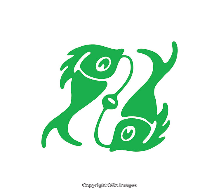 Green Pisces Symbol Depicting Two Stylized Fish in Circular Motion